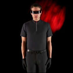 Polo de treino masculino Equestro Ridertechnology com mangas curtas e zíper Preto