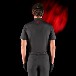 Polo de treino masculino Equestro Ridertechnology com mangas curtas e zíper Preto