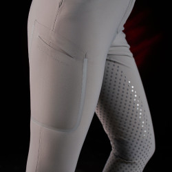 Calça slim fit feminina Equestro Ridertechnology full grip Pássaro zombeteiro Cinzento