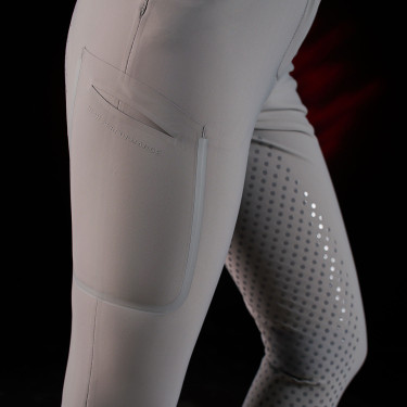 Calça slim fit feminina Equestro Ridertechnology full grip Pássaro zombeteiro Cinzento