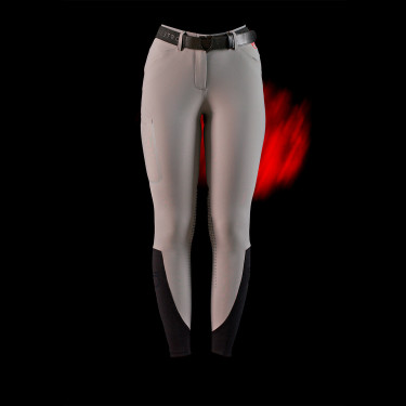 Calças femininas slim fit Equestro Ridertechnology com costuras termo-seladas Pássaro zombeteiro Cinzento