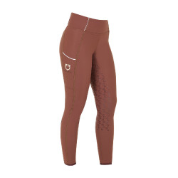 Legging feminino com forro de lã Equestro Nogueira / branco antigo Castanho