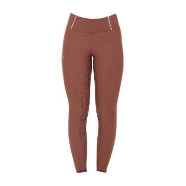 Legging feminino com forro de lã Equestro Nogueira / branco antigo Castanho