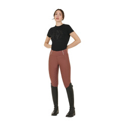 Legging feminino com forro de lã Equestro Nogueira / branco antigo Castanho