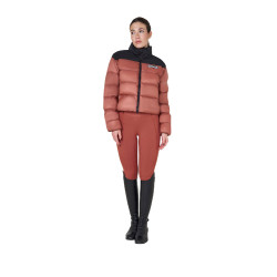 Casaco acolchoado curto feminino em tecido elástico Equestro Sequoia Casaco acolchoado curto feminino em tecido elástico Equestro Sequoia