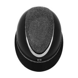 Capacete de luxo com viseira larga e strass homologado EN 1384-2023 Equestro Preto / prata Capacete de luxo com viseira larga e strass homologado EN 1384-2023 Equestro Preto / prata