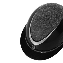 Capacete de luxo com viseira larga e strass homologado EN 1384-2023 Equestro Preto / prata Capacete de luxo com viseira larga e strass homologado EN 1384-2023 Equestro Preto / prata