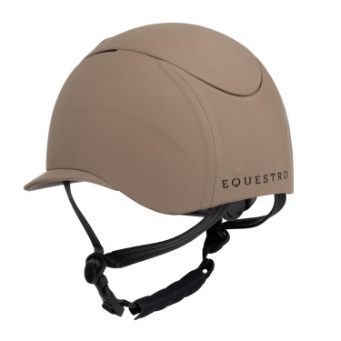 Capacete feminino com viseira larga e logotipo em relevo Equestro Noz Castanho