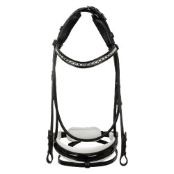 Bridão Damigella em couro de bezerro Acavallo Preto / branco