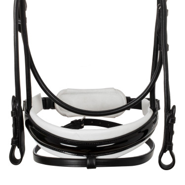 Bridão Damigella em couro de bezerro Acavallo Preto / branco