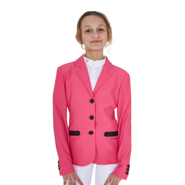 Casaco de competição três botões feminino em mesh Equestro Madressilva Rosa Casaco de competição três botões feminino em mesh Equestro Madressilva Rosa
