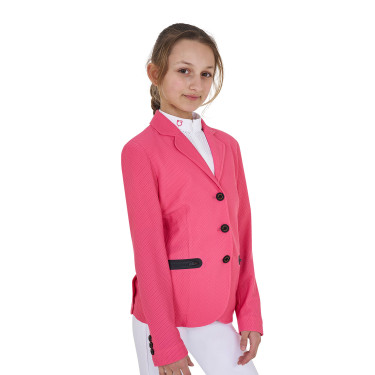 Casaco de competição três botões feminino em mesh Equestro Madressilva Rosa Casaco de competição três botões feminino em mesh Equestro Madressilva Rosa