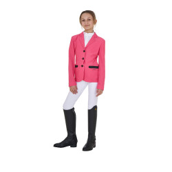 Casaco de competição três botões feminino em mesh Equestro Madressilva Rosa Casaco de competição três botões feminino em mesh Equestro Madressilva Rosa
