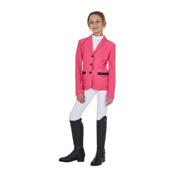 Casaco de competição três botões feminino em mesh Equestro Madressilva Rosa Casaco de competição três botões feminino em mesh Equestro Madressilva Rosa