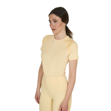 Camiseta técnica de treino feminina corte slim Equestro Sol Laranja