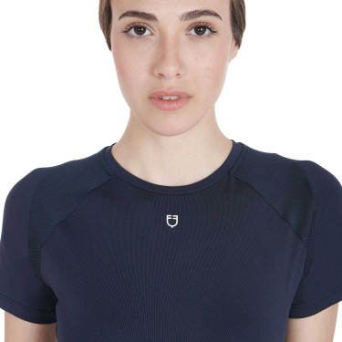 Camiseta técnica de treino feminina corte slim Equestro Blazer marinho Azul-marinho