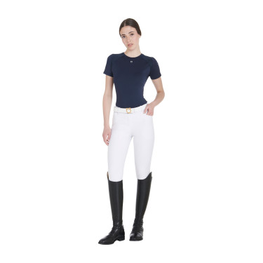 Camiseta técnica de treino feminina corte slim Equestro Blazer marinho Azul-marinho