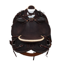 Sela western Wade com armação de madeira e barrigueira Denver Castanho