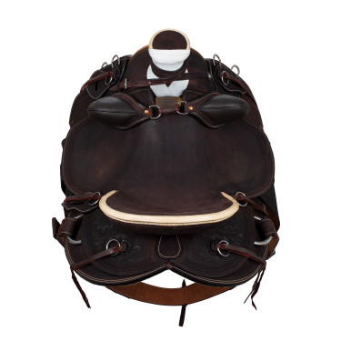 Sela western Wade com armação de madeira e barrigueira Denver Castanho