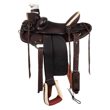 Sela western Wade com armação de madeira e barrigueira Denver Castanho