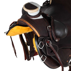 Sela western Wade com armação de madeira e barrigueira Denver Castanho