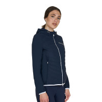 Casaco acolchoado feminino em mistura técnica Equestro Blazer marinho Azul-marinho