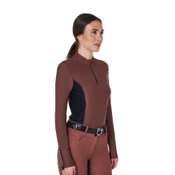 Polo Técnico de Treinamento Feminino de Manga Longa Equestro Castanho