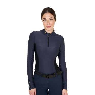 Polo Técnico de Treinamento Feminino de Manga Longa Equestro Blazer marinho Azul-marinho