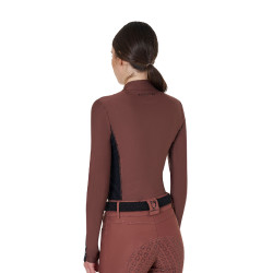 Polo Técnico de Treinamento Feminino de Manga Longa Equestro Castanho
