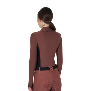 Polo Técnico de Treinamento Feminino de Manga Longa Equestro Castanho