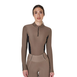 Polo Técnico de Treinamento Feminino de Manga Longa Equestro Noz Castanho Polo Técnico de Treinamento Feminino de Manga Longa Equestro Noz Castanho