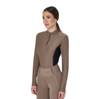 Polo Técnico de Treinamento Feminino de Manga Longa Equestro Rosa camafeu