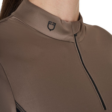 Polo Técnico de Treinamento Feminino de Manga Longa Equestro Noz Castanho Polo Técnico de Treinamento Feminino de Manga Longa Equestro Noz Castanho