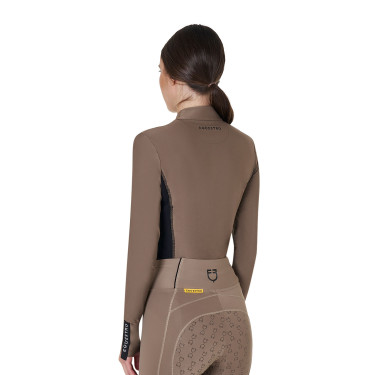 Polo Técnico de Treinamento Feminino de Manga Longa Equestro Noz Castanho Polo Técnico de Treinamento Feminino de Manga Longa Equestro Noz Castanho