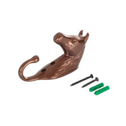 Gancho para Suporte de Cabeçada Cabeça de Cavalo em Alumínio Colorido Umbria Equitazione Castanho