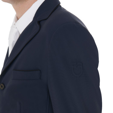 Casaco de competição masculino em tecido elástico com bolsos com zíper Equestro Blazer marinho Azul-marinho