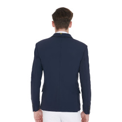 Casaco de competição masculino em tecido elástico com bolsos com zíper Equestro Blazer marinho Azul-marinho