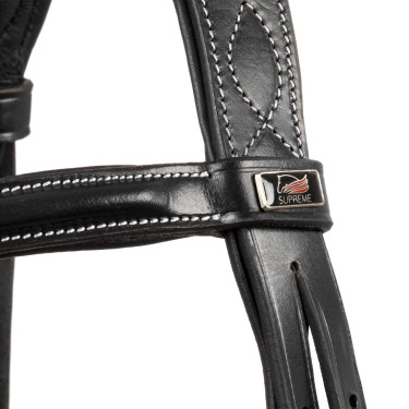Bridão Supreme com Costura Contrastante e Rédeas Supreme Preto