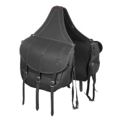 Bolsa de Sela em Bezerro Fecho com 3 Tiras Pool's Preto