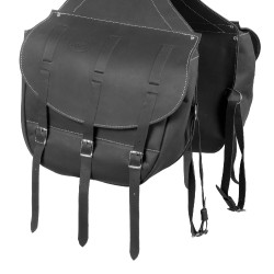 Bolsa de Sela em Bezerro Fecho com 3 Tiras Pool's Preto