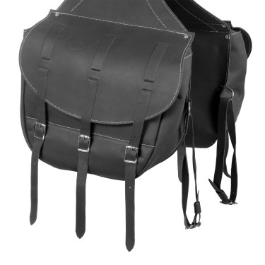 Bolsa de Sela em Bezerro Fecho com 3 Tiras Pool's Preto