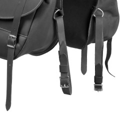 Bolsa de Sela em Bezerro Fecho com 3 Tiras Pool's Preto