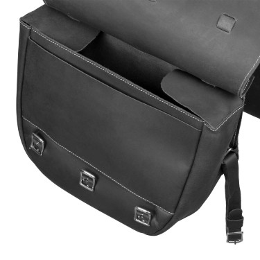 Bolsa de Sela em Bezerro Fecho com 3 Tiras Pool's Preto