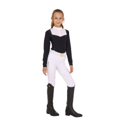 Polo de competição feminino com strass Equestro Preto