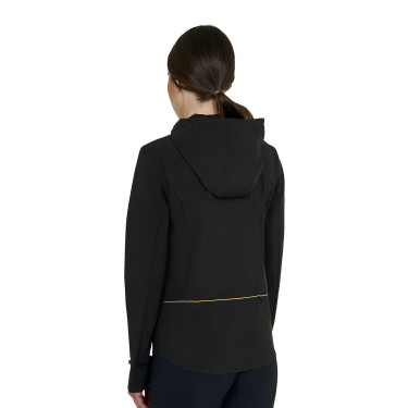 Casaco softshell ajustado com fecho corta-vento feminino Equestro Preto