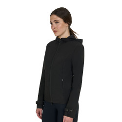 Casaco softshell ajustado com fecho corta-vento feminino Equestro Preto