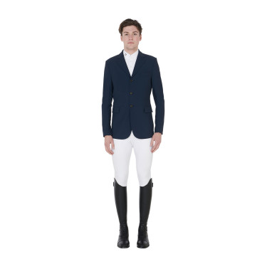 Casaco de competição perfurado masculino em tecido técnico Equestro Blazer marinho Azul-marinho