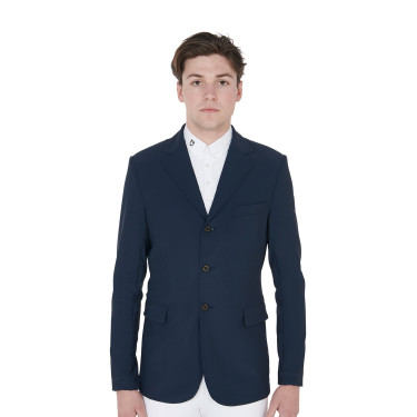 Casaco de competição perfurado masculino em tecido técnico Equestro Blazer marinho Azul-marinho