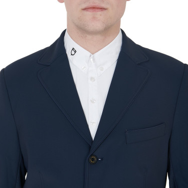 Casaco de competição perfurado masculino em tecido técnico Equestro Blazer marinho Azul-marinho