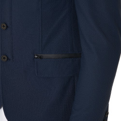 Casaco de competição perfurado masculino 3 botões Equestro Blazer marinho Azul-marinho Casaco de competição perfurado masculino 3 botões Equestro Blazer marinho Azul-marinho